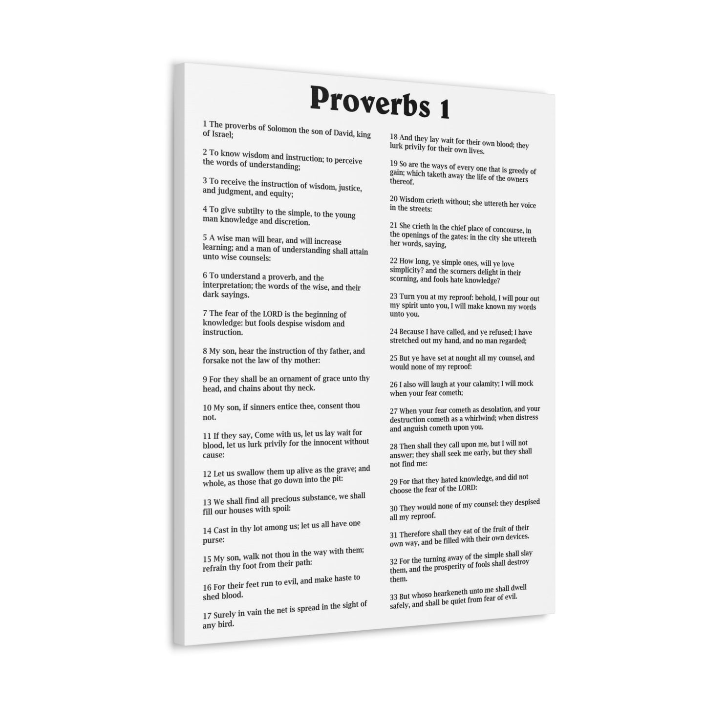 Scripture Walls Proverbs Chapter 1 White Bible Canvas Christian Wall Art Ready to Hang Unframed-Express Your Love Gifts
