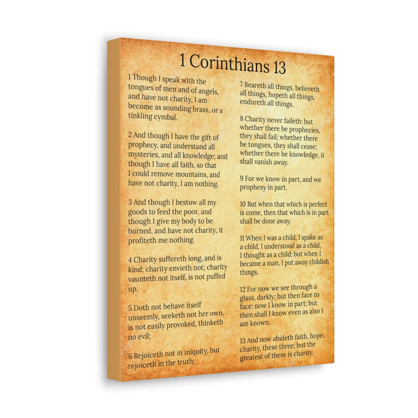 Scripture Walls 1 Corinthians 13 Love Chapter Gold Christian Wall Art Print Ready to Hang Unframed-Express Your Love Gifts