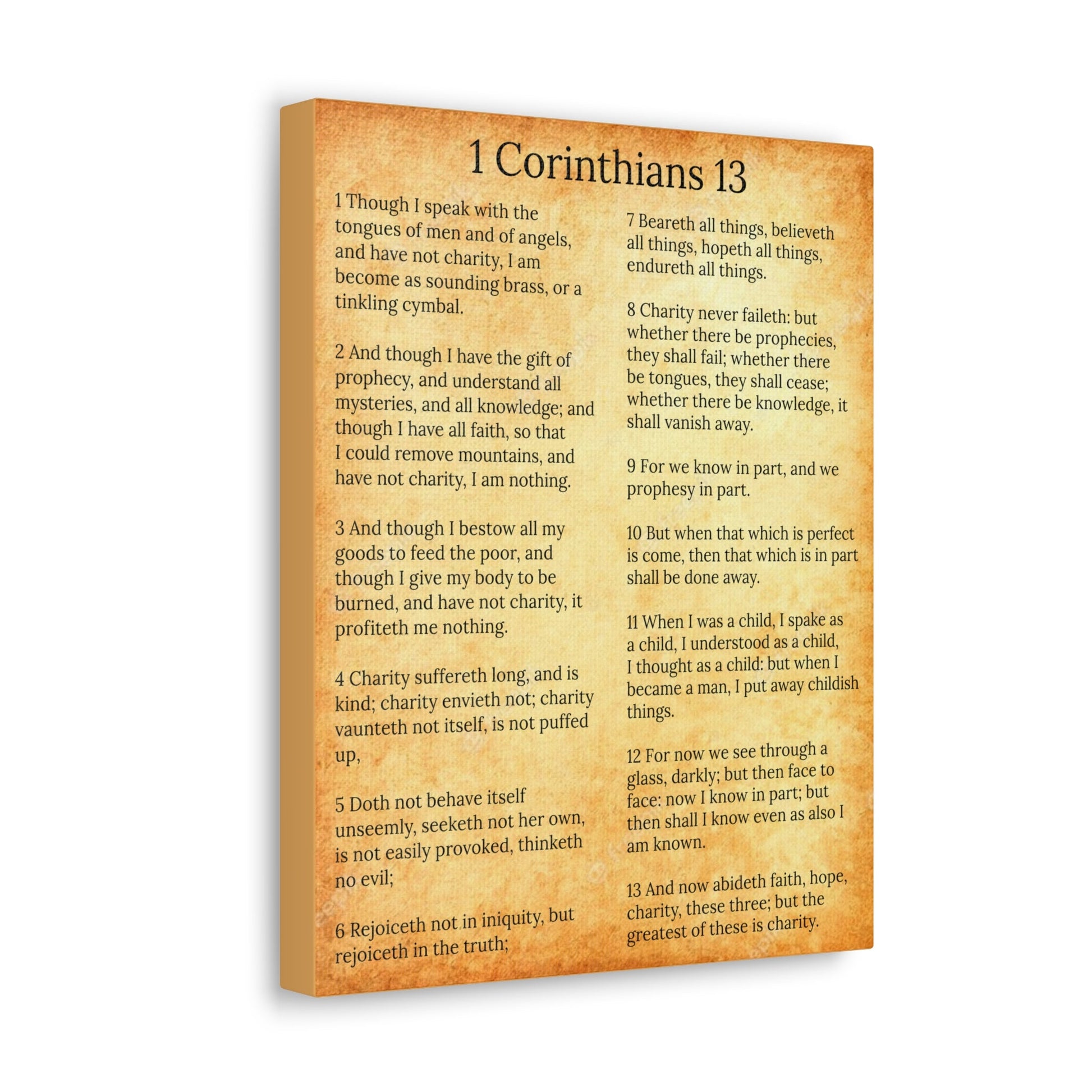 Scripture Walls 1 Corinthians 13 Love Chapter Gold Christian Wall Art Print Ready to Hang Unframed-Express Your Love Gifts