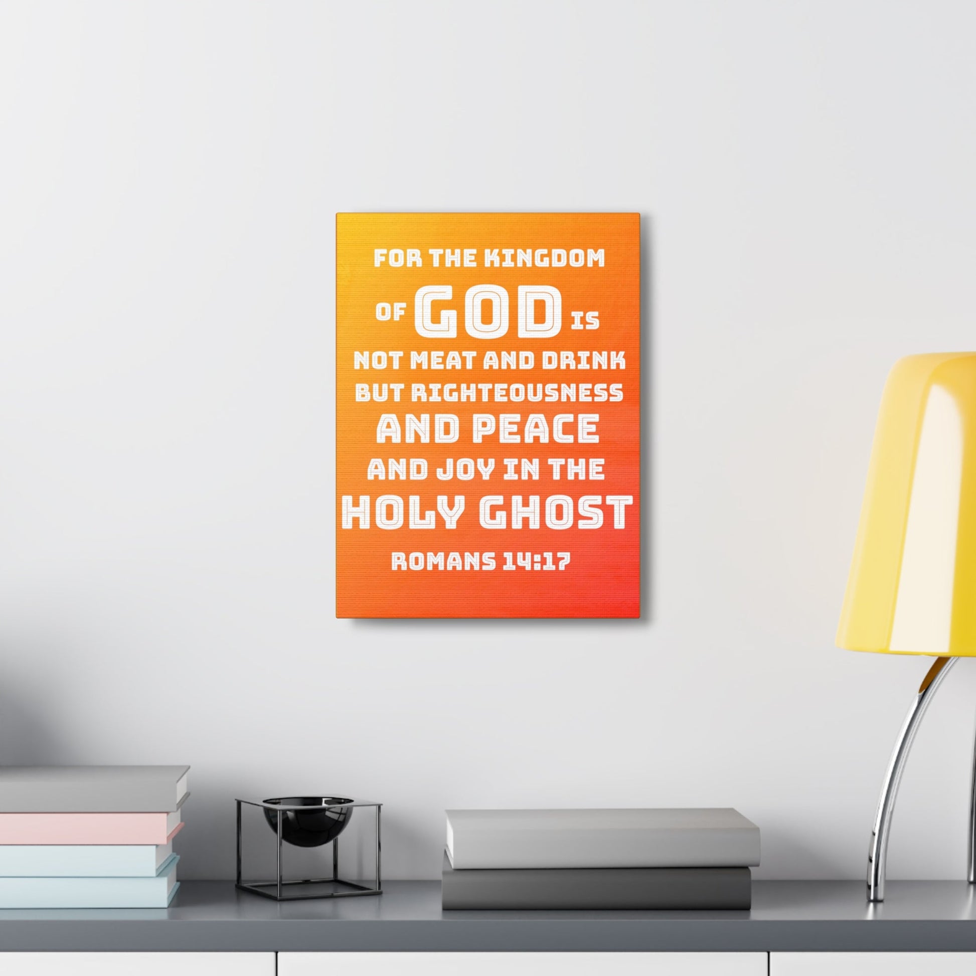Scripture Walls For The Kingdom Of God Romans 14:17 Bible Verse Canvas Christian Wall Art Ready to Hang-Express Your Love Gifts