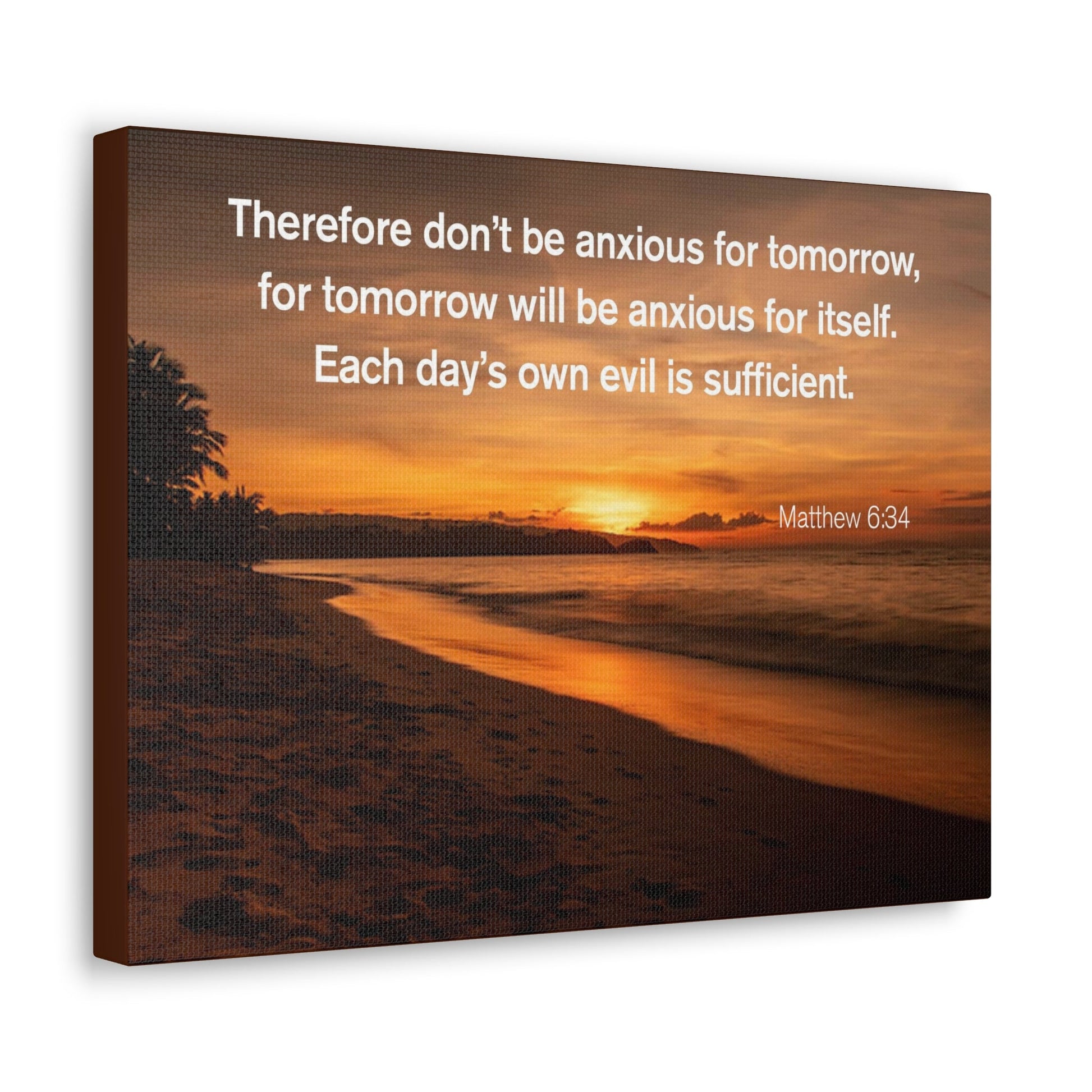 Scripture Walls Don't Be Anxious for Tomorrow Matthew 6:34 Christian Wall Art Print Ready to Hang Unframed-Express Your Love Gifts