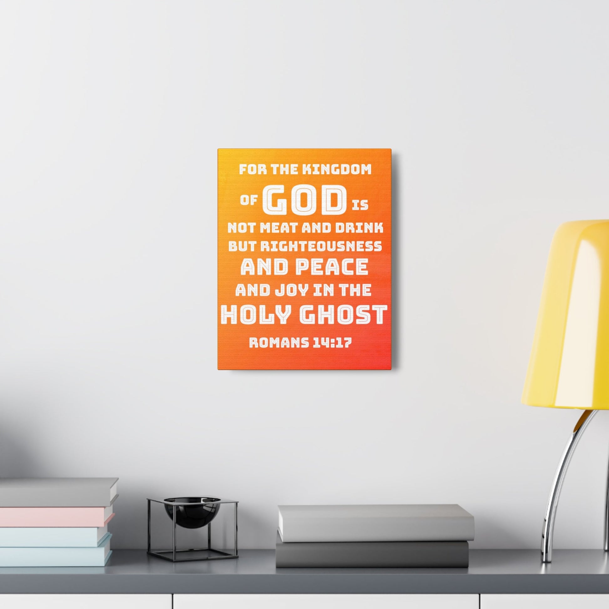 Scripture Walls For The Kingdom Of God Romans 14:17 Bible Verse Canvas Christian Wall Art Ready to Hang-Express Your Love Gifts