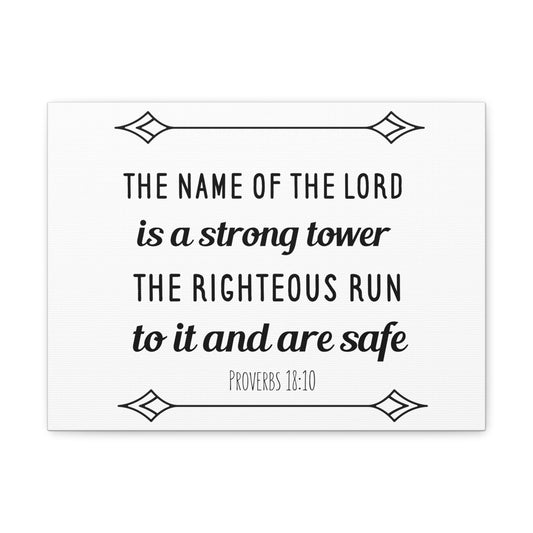 The Name Of The Lord Proverbs 18:10 Bible Verse Canvas Christian Wall Art Ready To Hang-Express Your Love Gifts