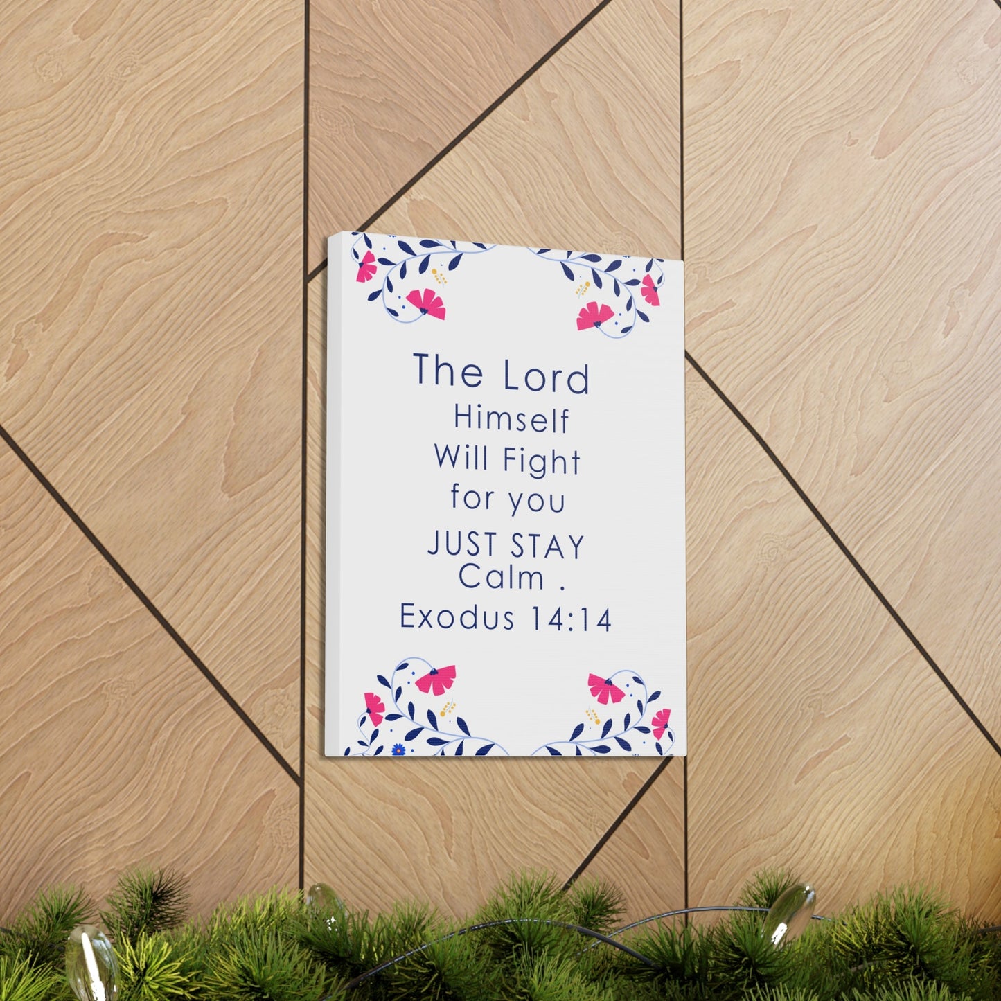Scripture Walls Just Stay Calm Exodus 14:14 Bible Verse Canvas Christian Wall Art Ready to Hang-Express Your Love Gifts
