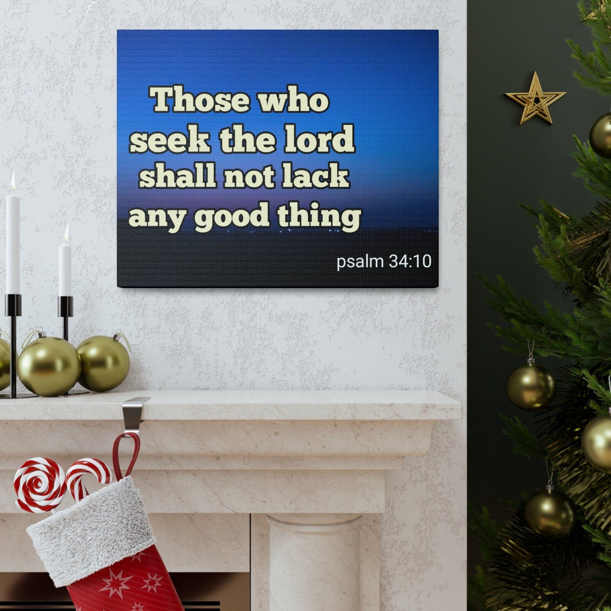 Scripture Walls Seek The Lord Psalm 34:10 Bible Verse Canvas Christian Wall Art Ready to Hang-Express Your Love Gifts