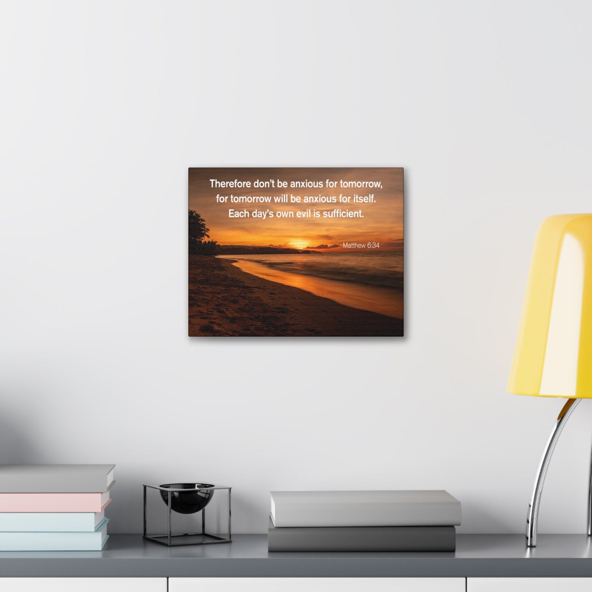 Scripture Walls Don't Be Anxious for Tomorrow Matthew 6:34 Christian Wall Art Print Ready to Hang Unframed-Express Your Love Gifts