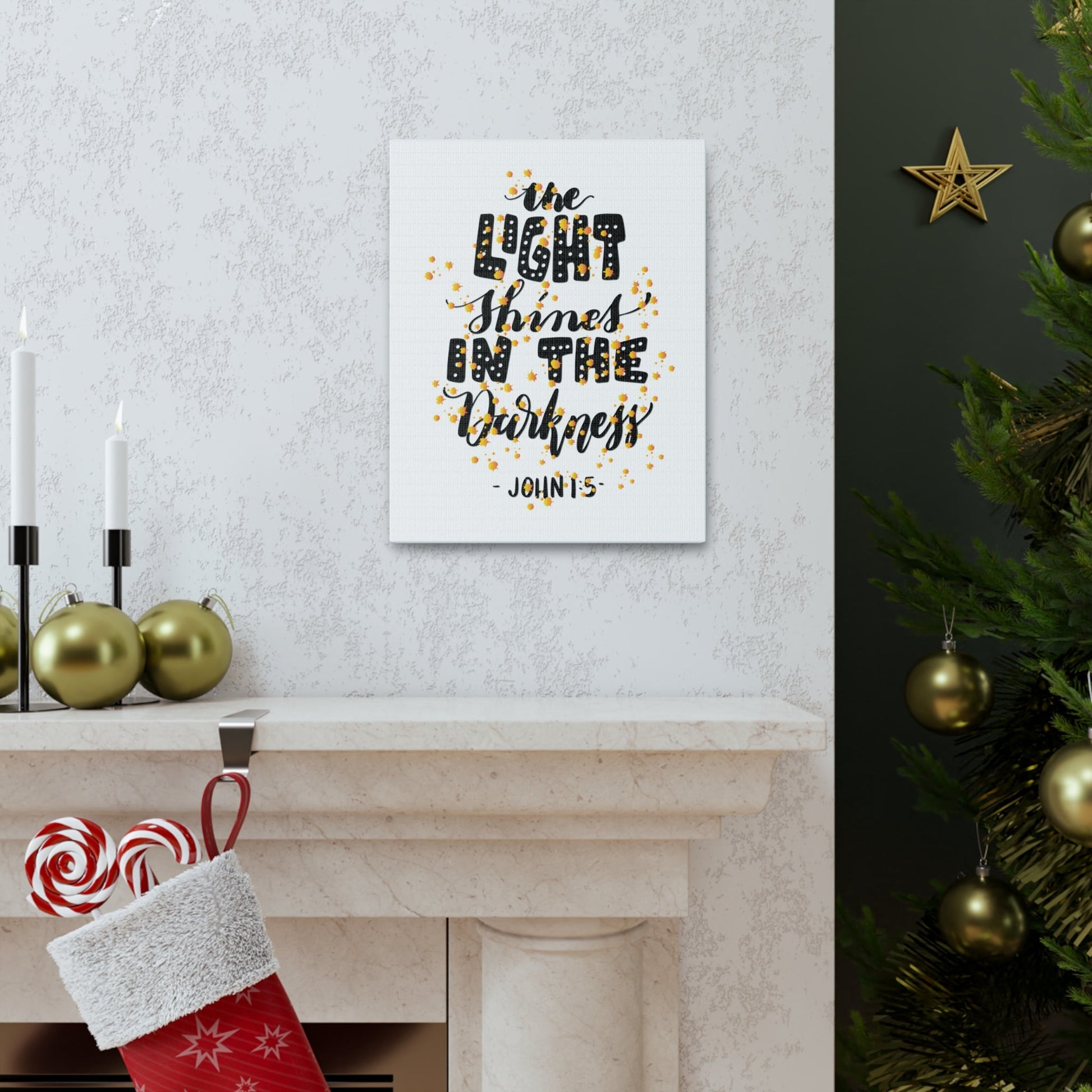 Scripture Walls The Light Shines John 1:5 Bible Verse Canvas Christian Wall Art Ready to Hang-Express Your Love Gifts