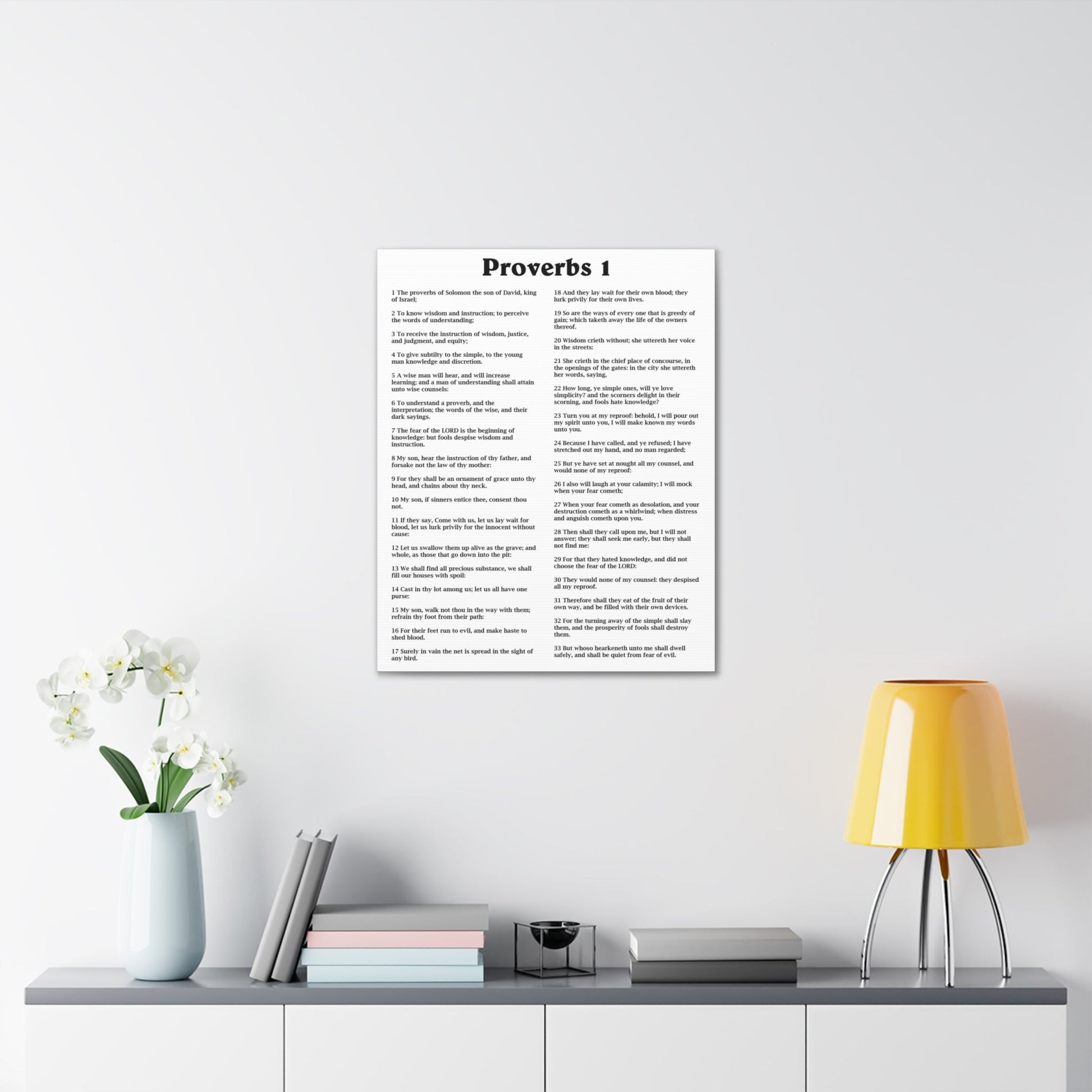 Scripture Walls Proverbs Chapter 1 White Bible Canvas Christian Wall Art Ready to Hang Unframed-Express Your Love Gifts