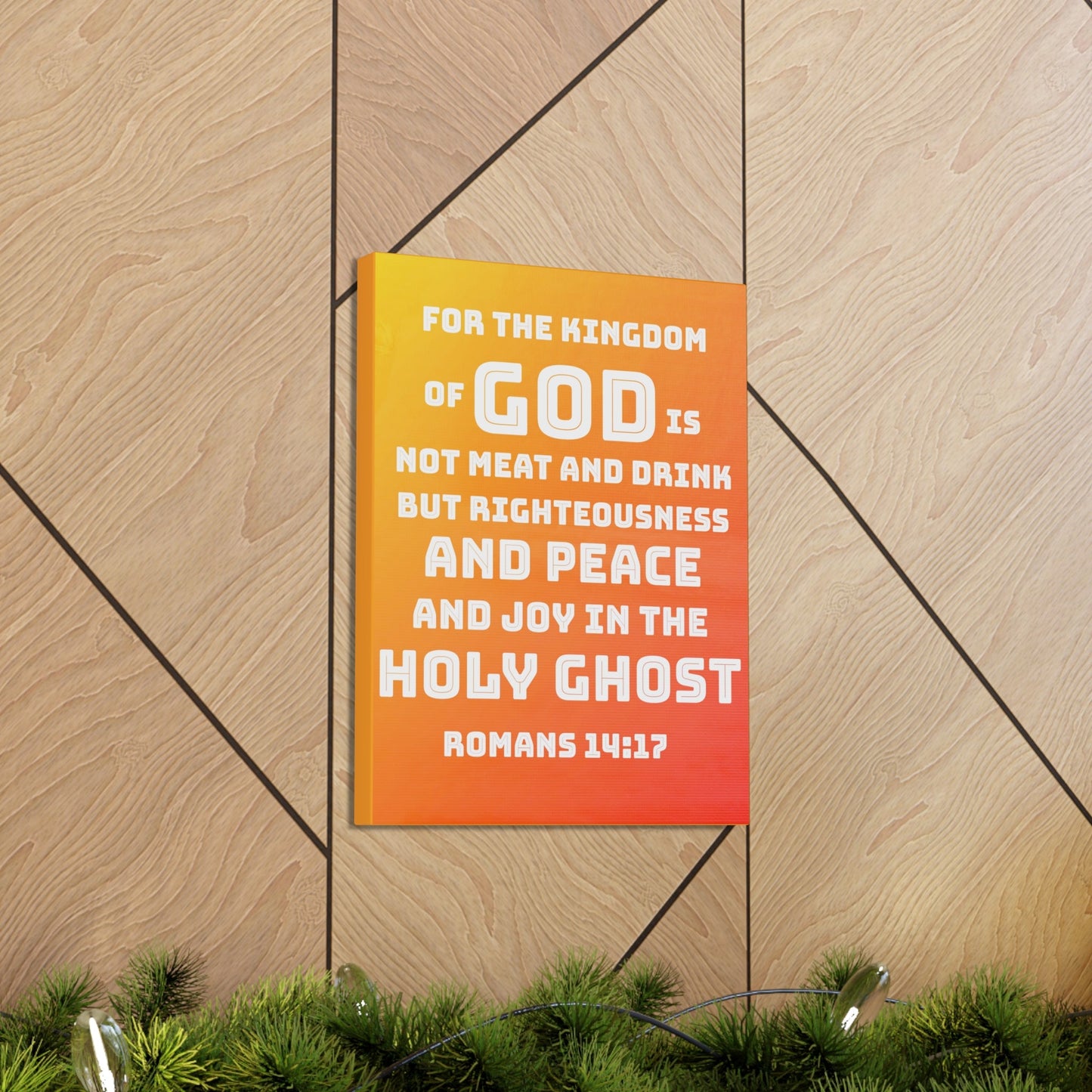 Scripture Walls For The Kingdom Of God Romans 14:17 Bible Verse Canvas Christian Wall Art Ready to Hang-Express Your Love Gifts