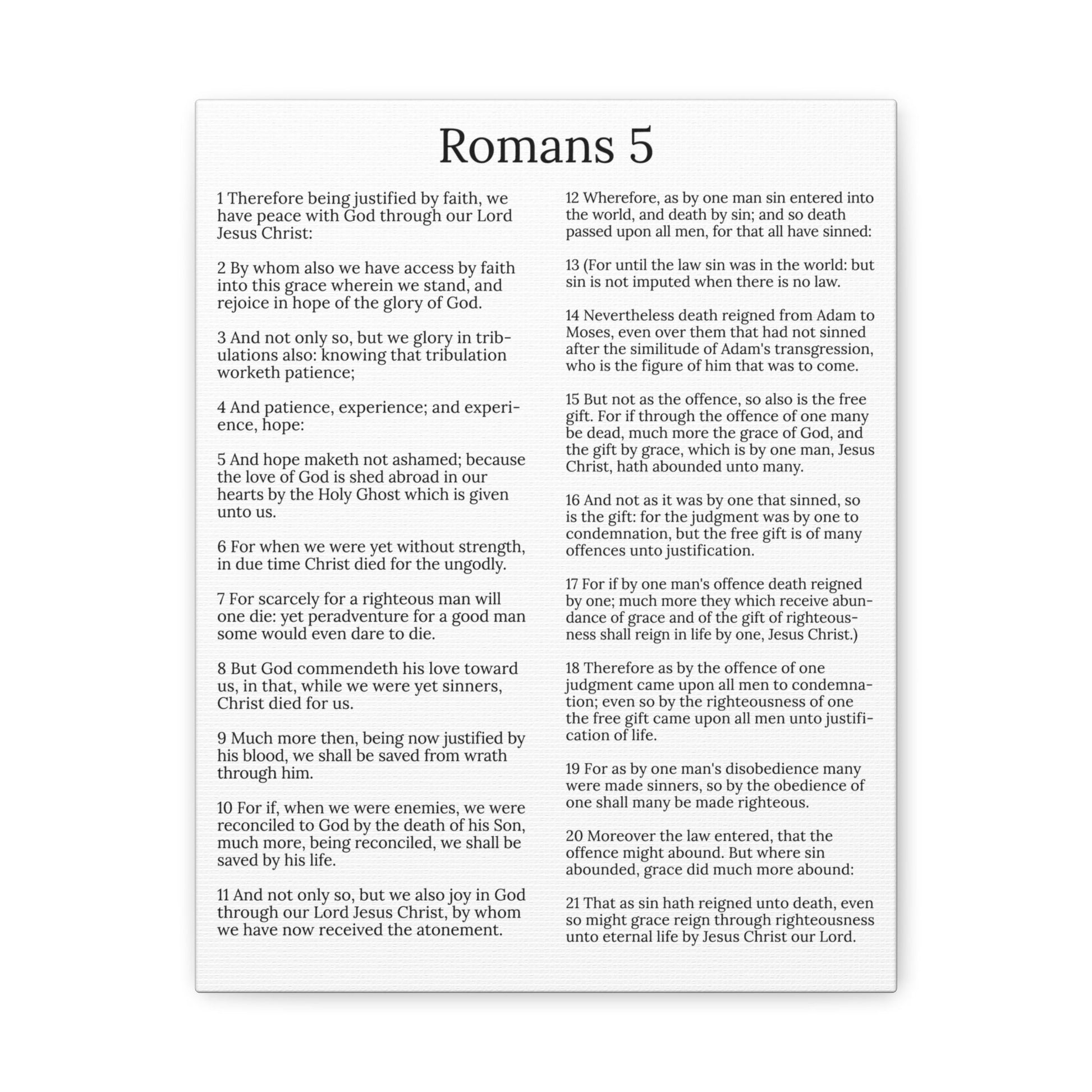 Scripture Walls Justification Romans 5 White Chapter Christian Wall Art Print Ready to Hang Unframed-Express Your Love Gifts