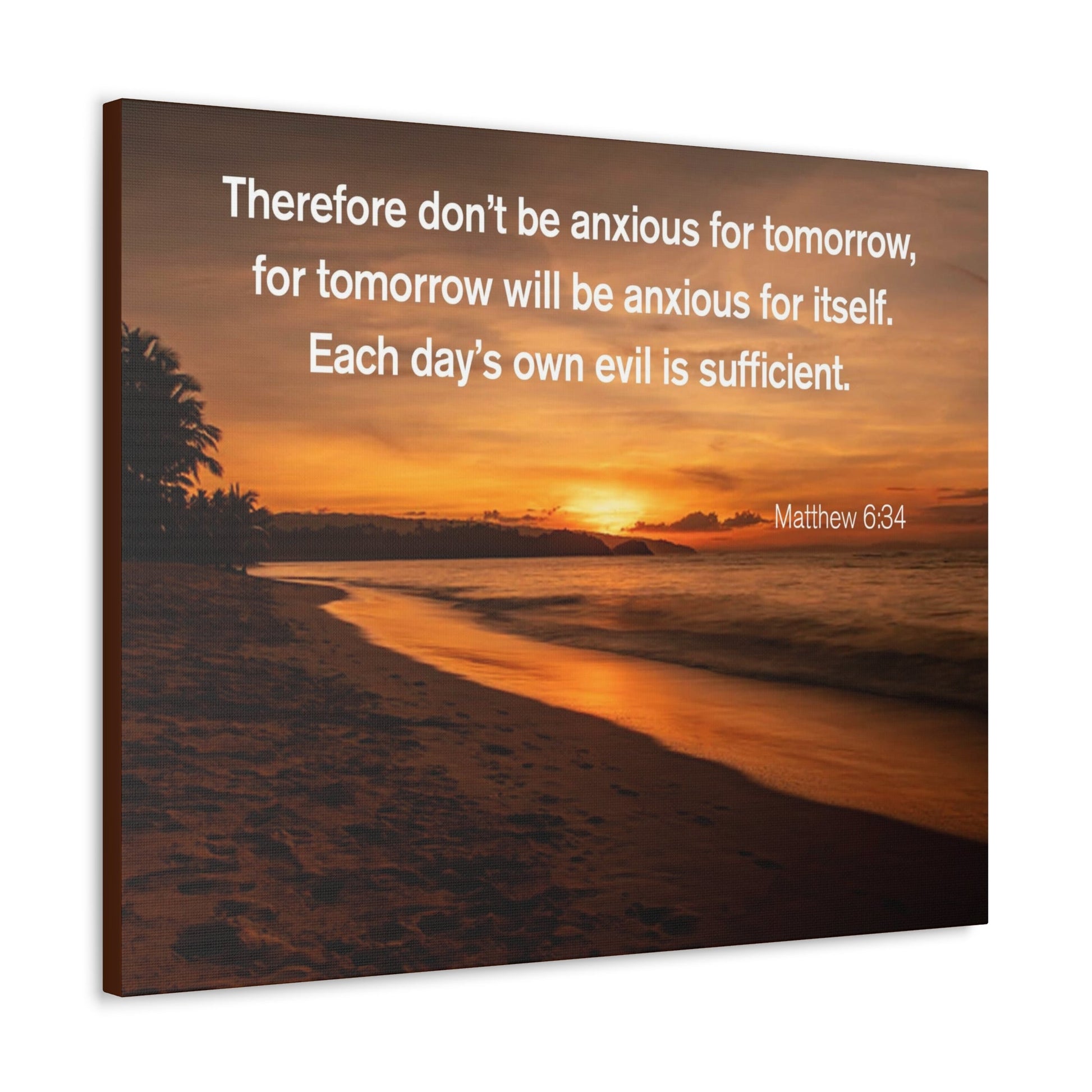 Scripture Walls Don't Be Anxious for Tomorrow Matthew 6:34 Christian Wall Art Print Ready to Hang Unframed-Express Your Love Gifts