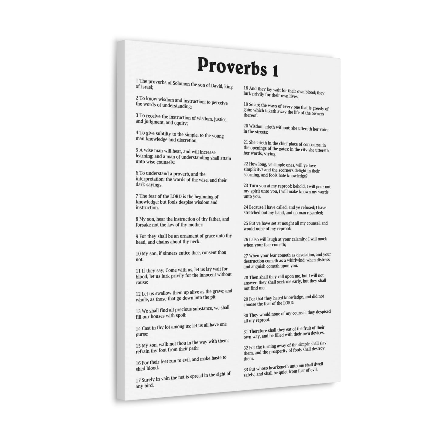 Scripture Walls Proverbs Chapter 1 White Bible Canvas Christian Wall Art Ready to Hang Unframed-Express Your Love Gifts