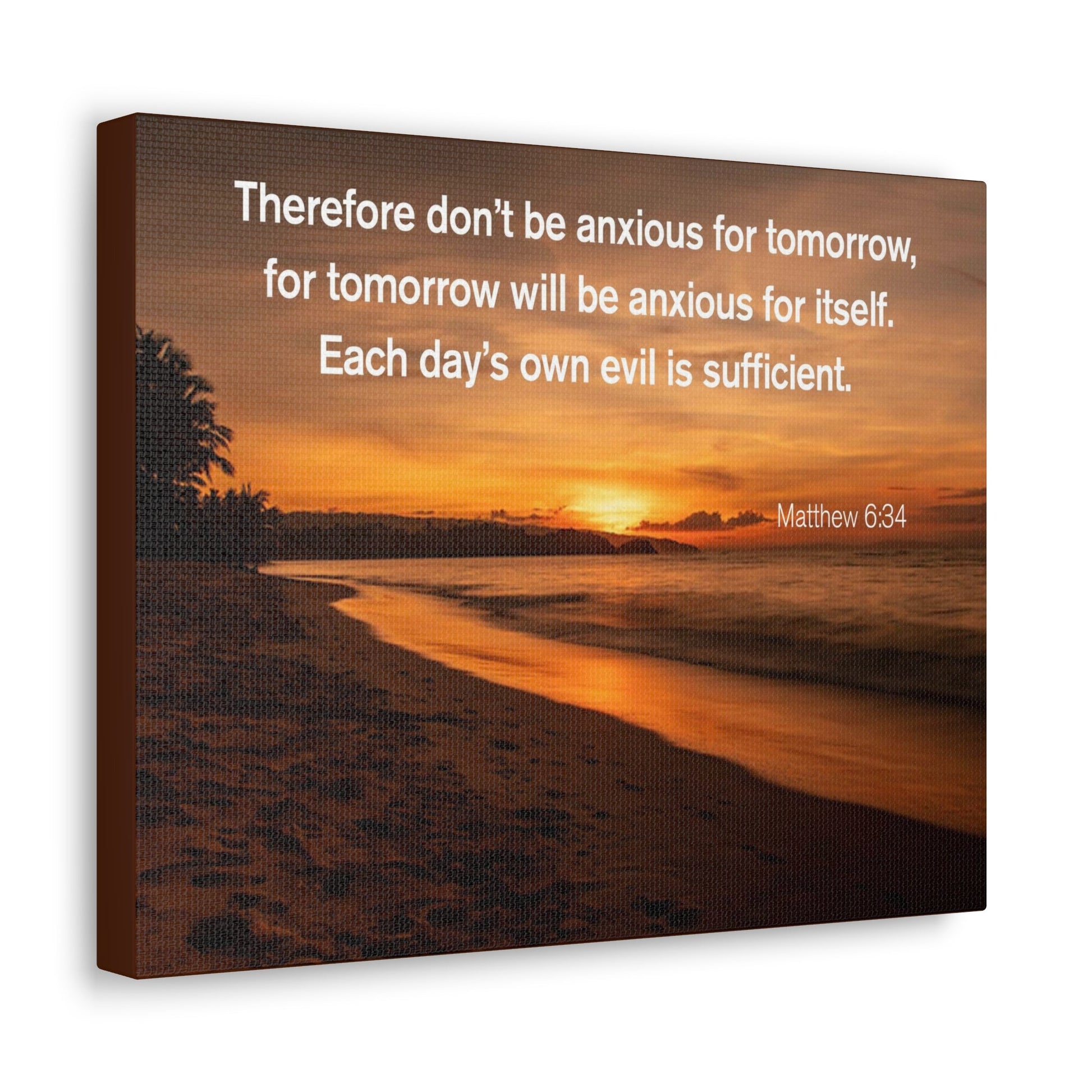 Scripture Walls Don't Be Anxious for Tomorrow Matthew 6:34 Christian Wall Art Print Ready to Hang Unframed-Express Your Love Gifts