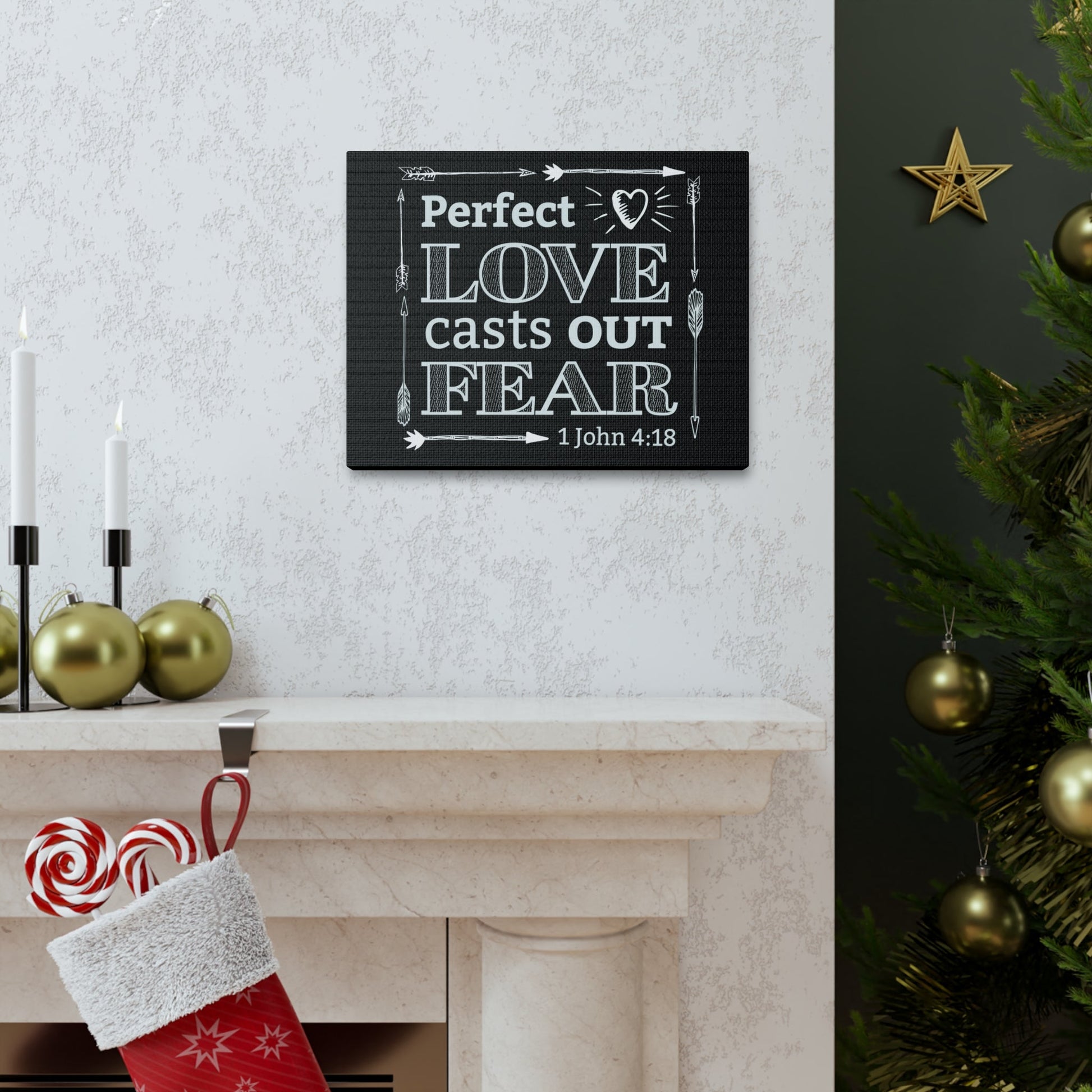 Scripture Walls Love Casts Out Fear 1 John 4:18 Bible Verse Canvas Christian Wall Art Ready to Hang-Express Your Love Gifts