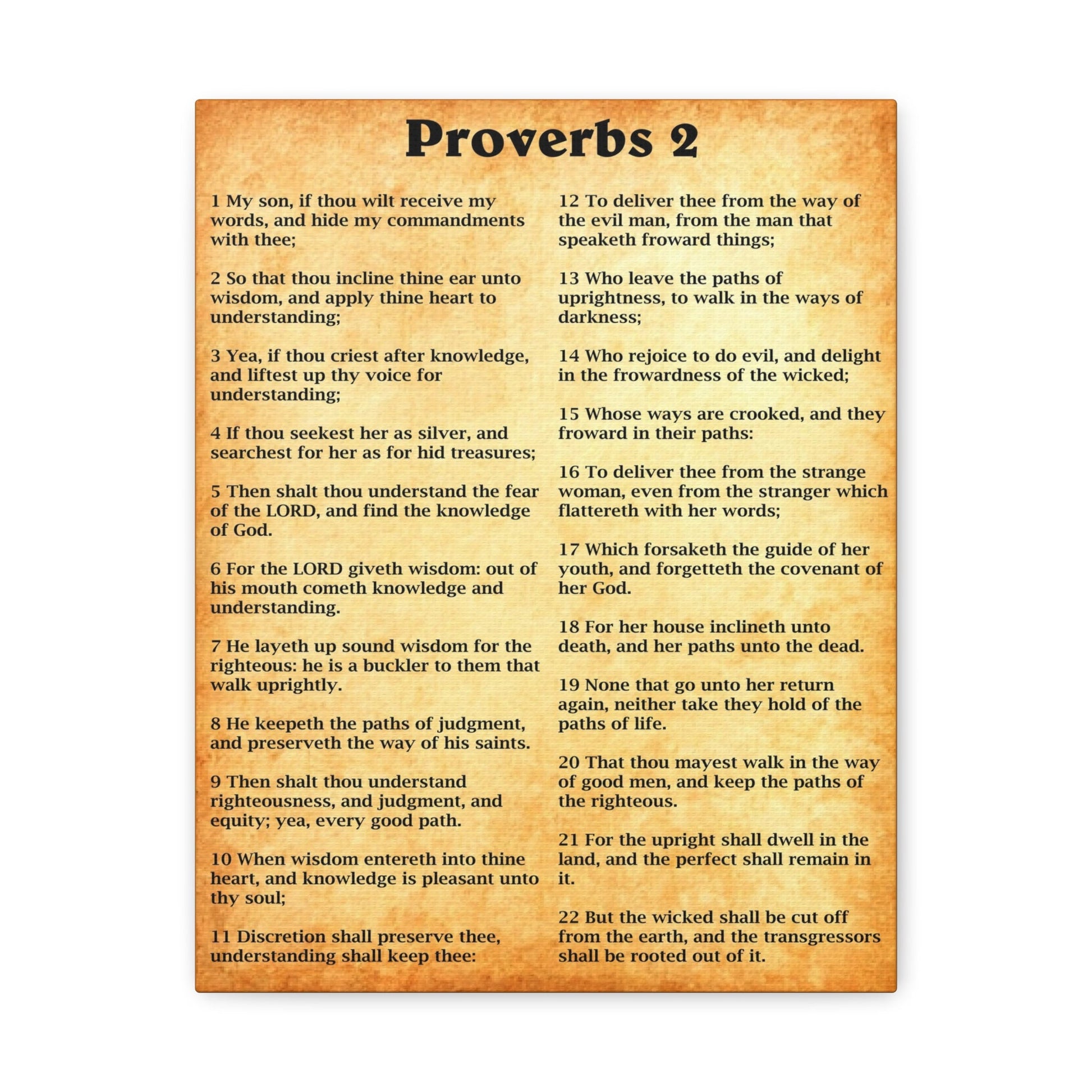 Scripture Walls Proverbs Chapter 2 Gold Bible Canvas Christian Wall Art Ready to Hang Unframed-Express Your Love Gifts
