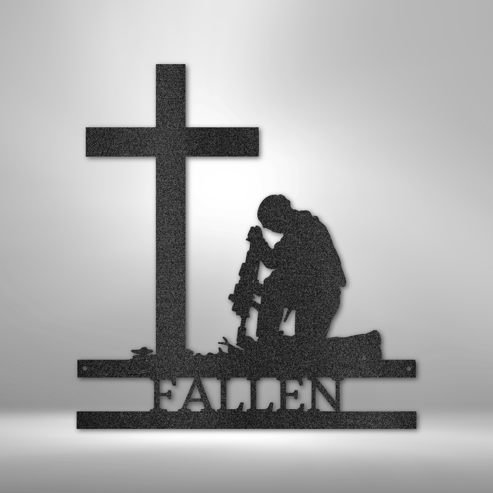 Scripture Walls Personalized Kneeling Soldier Monogram Steel Sign Steel Art Wall Metal Decor-Express Your Love Gifts