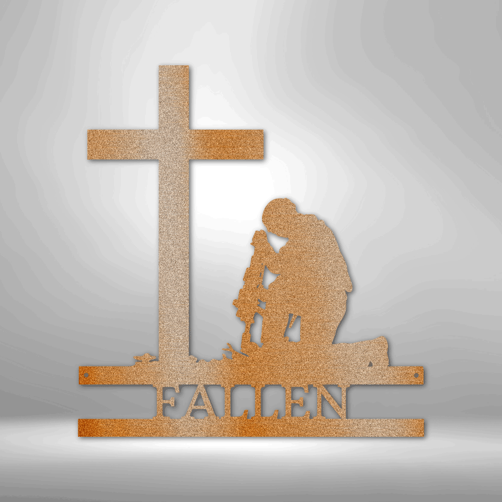 Scripture Walls Personalized Kneeling Soldier Monogram Steel Sign Steel Art Wall Metal Decor-Express Your Love Gifts