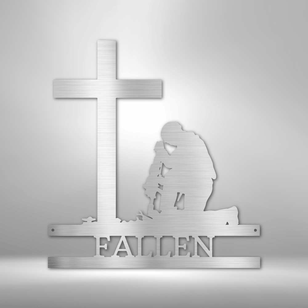 Scripture Walls Personalized Kneeling Soldier Monogram Steel Sign Steel Art Wall Metal Decor-Express Your Love Gifts