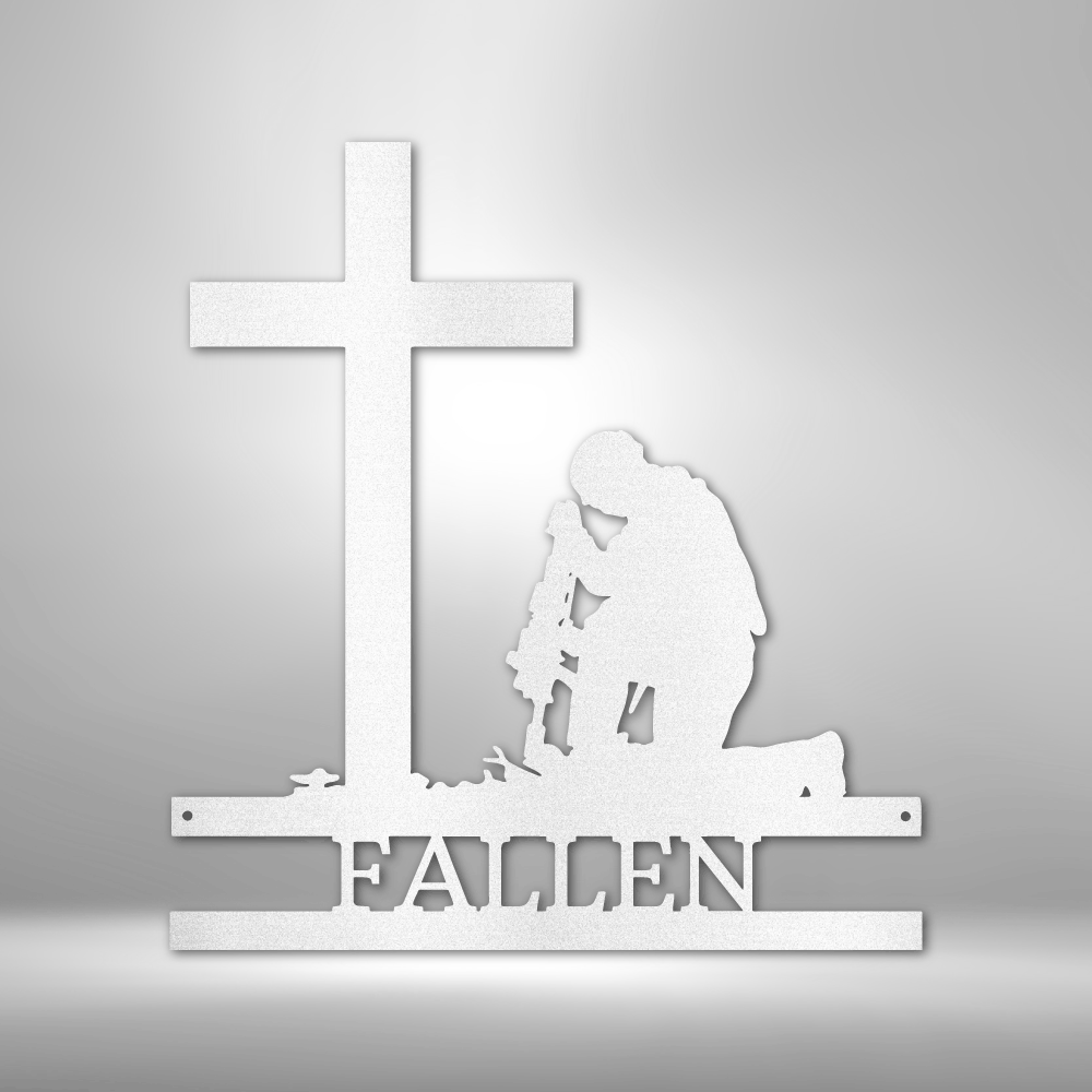 Scripture Walls Personalized Kneeling Soldier Monogram Steel Sign Steel Art Wall Metal Decor-Express Your Love Gifts