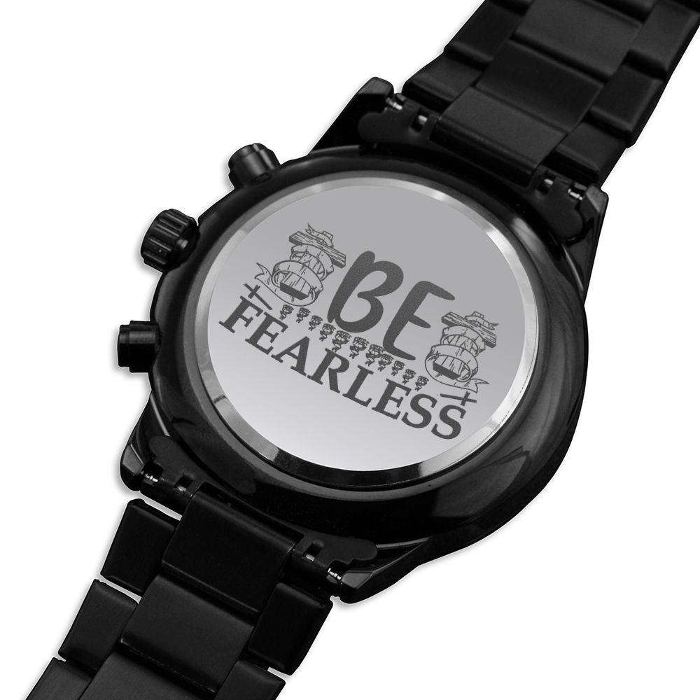Be Fearless Engraved Bible Verse Men's Watch Multifunction Stainless Steel W Copper Dial-Express Your Love Gifts