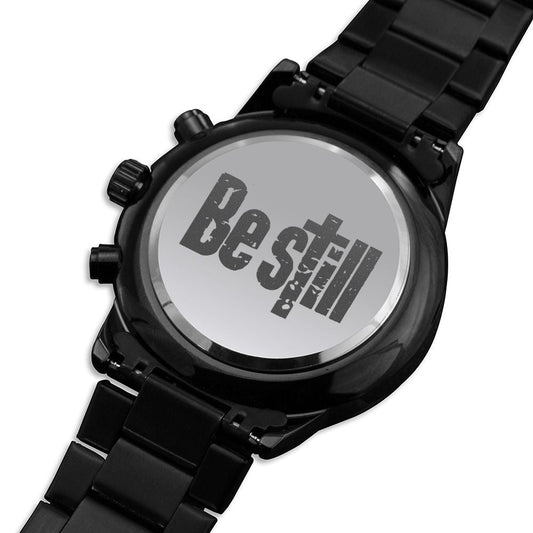 Be Still Distressed Engraved Bible Verse Men's Watch Multifunction Stainless Steel W Copper Dial-Express Your Love Gifts