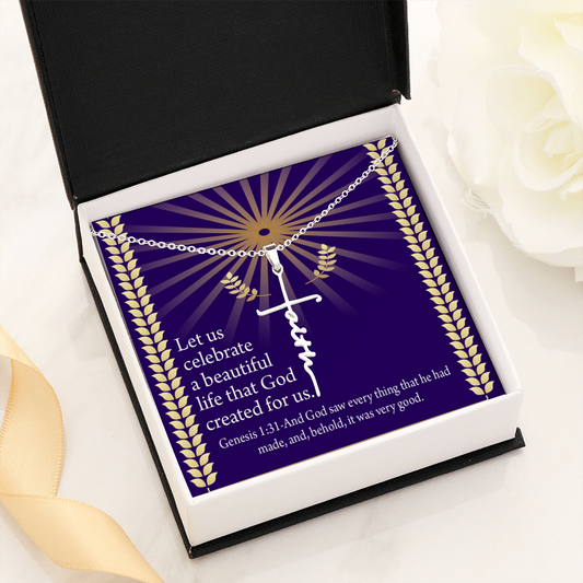 Beautiful Life Genesis 1:31 Faith Cross Necklace w Inspirational Bible Message Card-Express Your Love Gifts