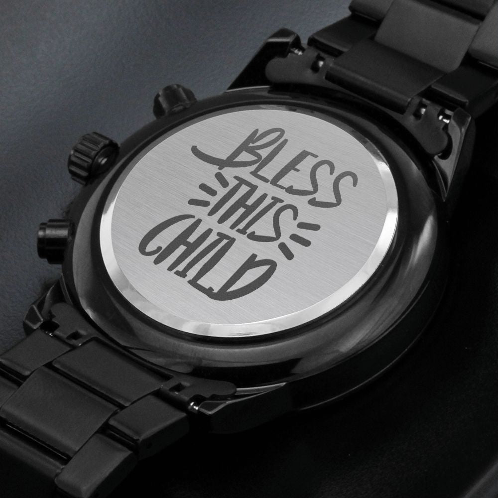 Bless This Child Engraved Bible Verse Men's Watch Multifunction Stainless Steel W Copper Dial-Express Your Love Gifts