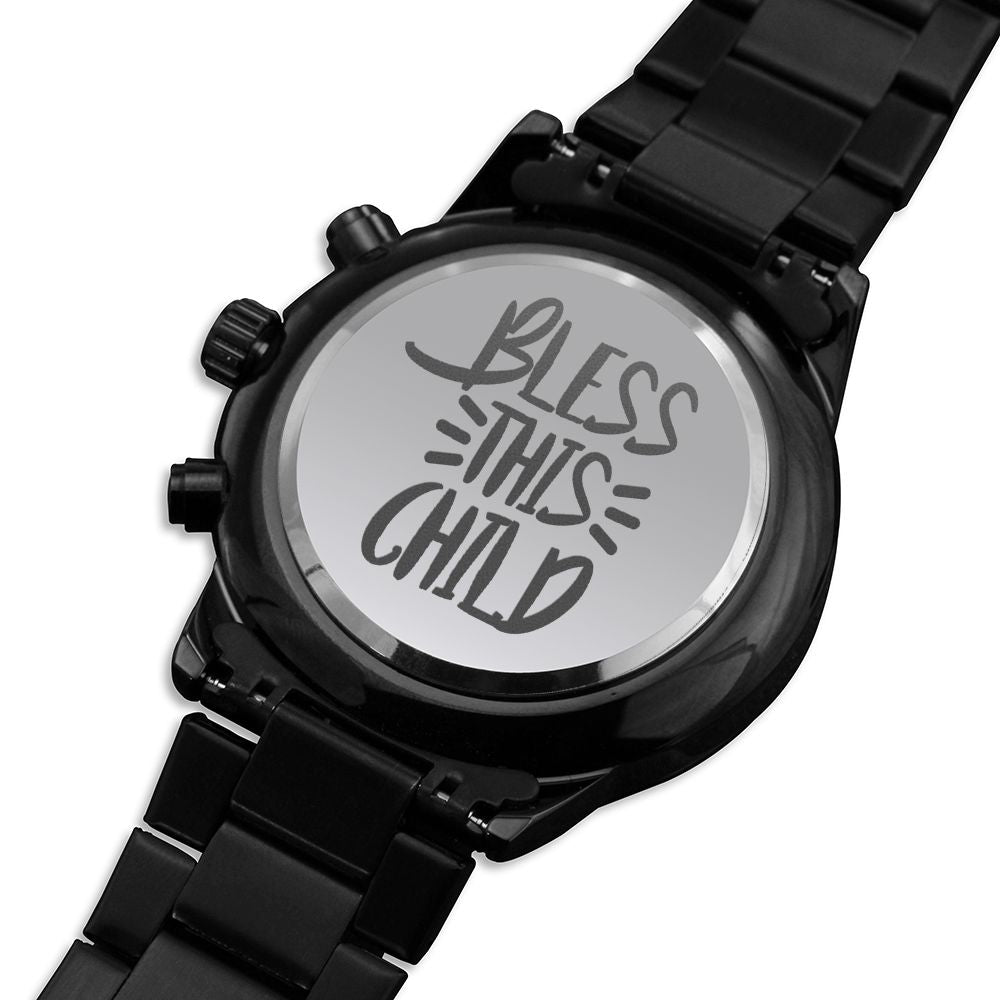 Bless This Child Engraved Bible Verse Men's Watch Multifunction Stainless Steel W Copper Dial-Express Your Love Gifts