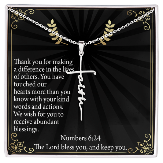Blessed Are the Servant Numbers 6:24 Faith Cross Necklace w Inspirational Bible Message Card-Express Your Love Gifts