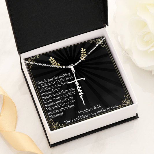 Blessed Are the Servant Numbers 6:24 Faith Cross Necklace w Inspirational Bible Message Card-Express Your Love Gifts