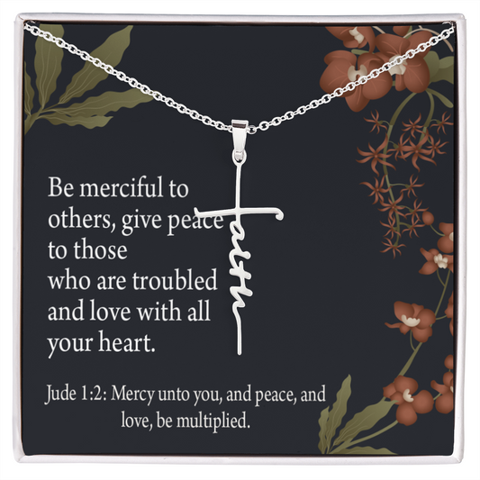 Care and Concern Jude 1:2 Faith Cross Necklace w Inspirational Bible Message Card-Express Your Love Gifts