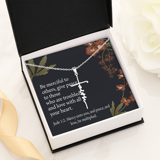 Care and Concern Jude 1:2 Faith Cross Necklace w Inspirational Bible Message Card-Express Your Love Gifts
