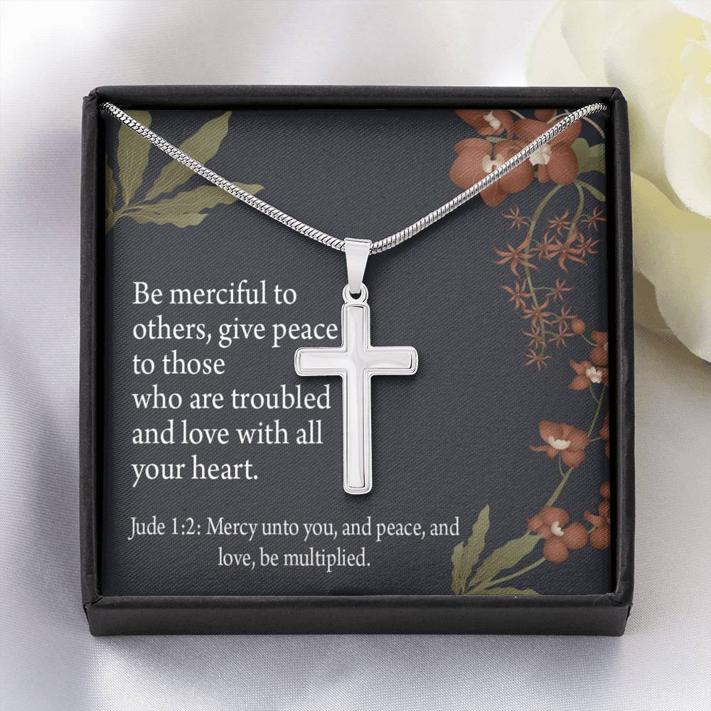 Christian Encouragement Jude 1:2 CAre And Concern Cross Card Necklace w Stainless Steel Pendant-Express Your Love Gifts