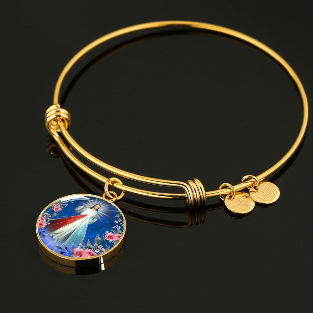 Divine Mercy Catholic Prayer Bracelet Bangle Bracelet Stainless Steel or 18k Gold" - Express Your Love Gifts