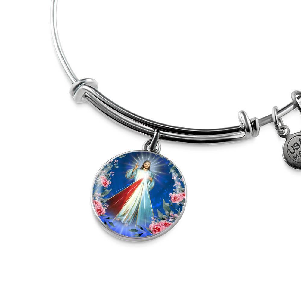 Divine Mercy Catholic Prayer Bracelet Bangle Bracelet Stainless Steel or 18k Gold" - Express Your Love Gifts
