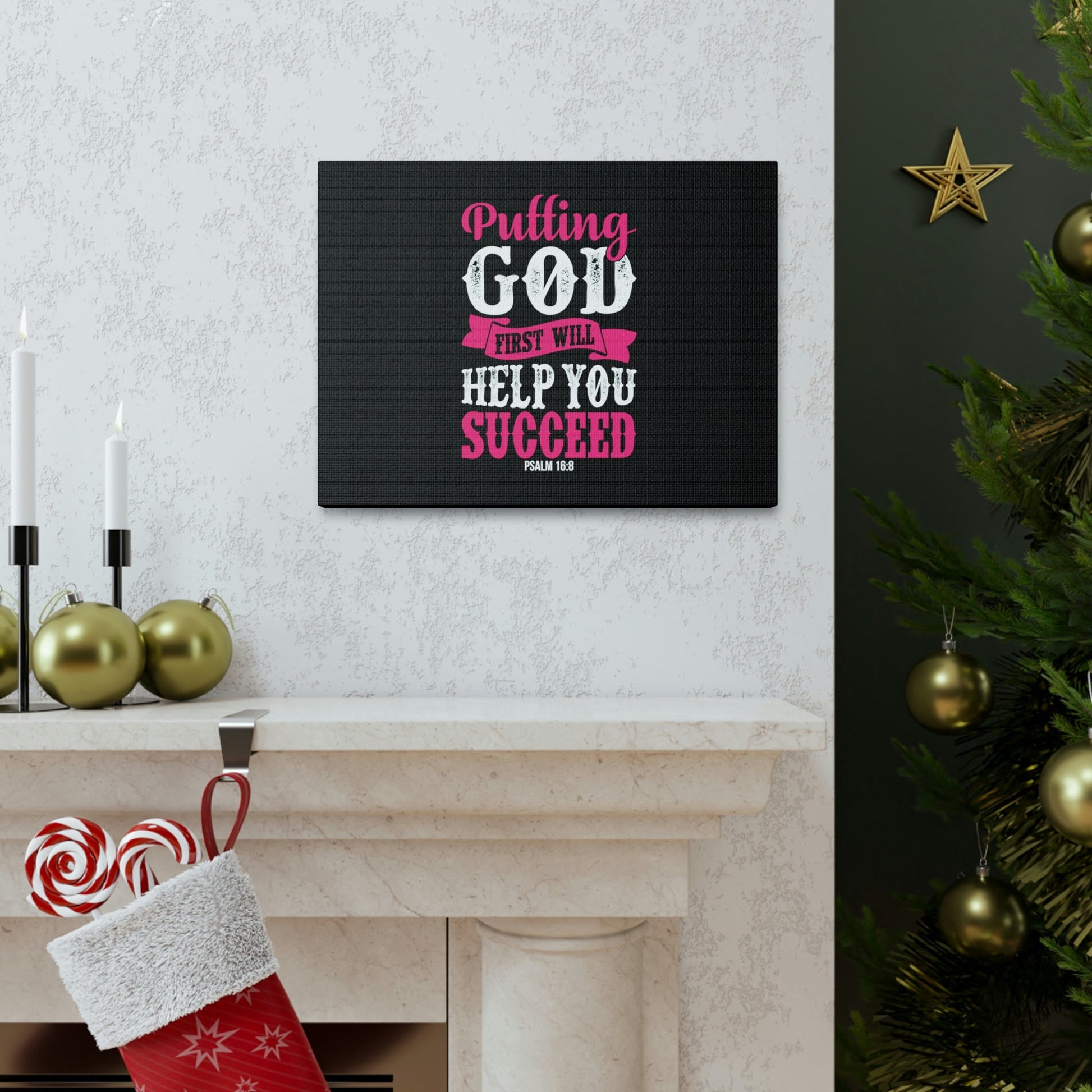 Putting God First Psalm 16:8 Christian Wall Art Bible Verse Print Ready to Hang-Express Your Love Gifts