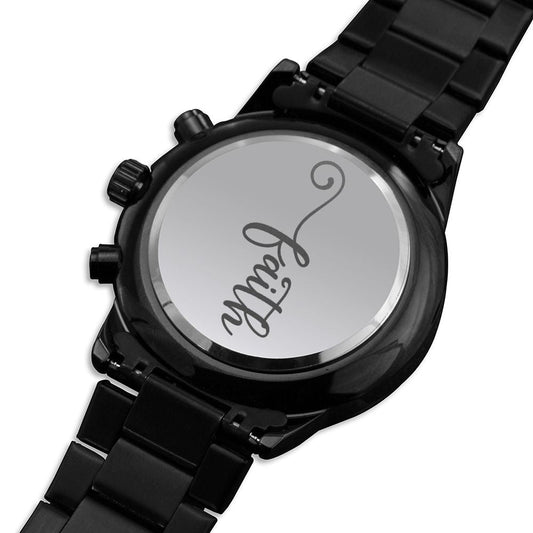 Faith Engraved Bible Verse Men's Watch Multifunction Stainless Steel W Copper Dial-Express Your Love Gifts