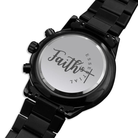 Faith Is Essential Engraved Bible Verse Men's Watch Multifunction Stainless Steel W Copper Dial-Express Your Love Gifts