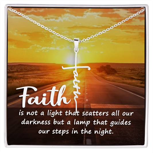 Faith is Not a Light Psalm 119:105 Faith Cross Necklace w Inspirational Bible Message Card-Express Your Love Gifts