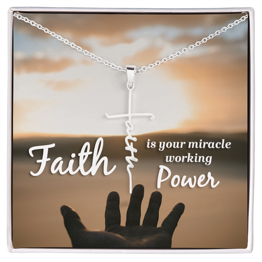Faith is Your Miracle Working Power Faith Cross Necklace w Inspirational Bible Message Card-Express Your Love Gifts
