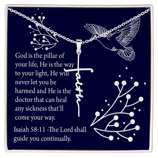Get Well Isaiah 58:11 Faith Cross Necklace w Inspirational Bible Message Card-Express Your Love Gifts