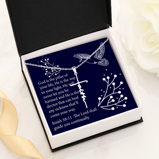 Get Well Isaiah 58:11 Faith Cross Necklace w Inspirational Bible Message Card-Express Your Love Gifts