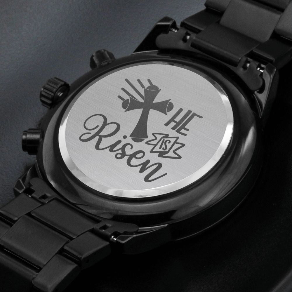 He Is Risen Engraved Bible Verse Men's Watch Multifunction Stainless Steel W Copper Dial-Express Your Love Gifts