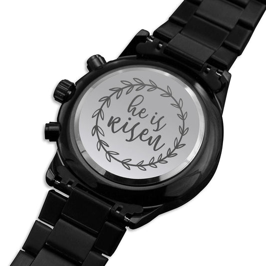 He Is Risen Vines Engraved Bible Verse Men's Watch Multifunction Stainless Steel W Copper Dial-Express Your Love Gifts