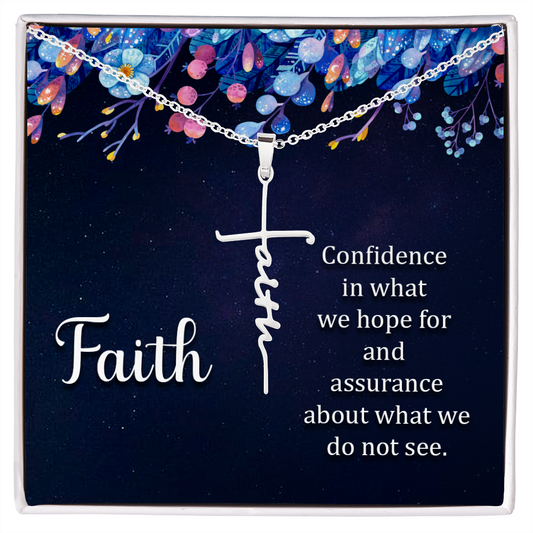 Hope & Assurance Hebrews 11:1 Faith Cross Necklace w Inspirational Bible Message Card-Express Your Love Gifts