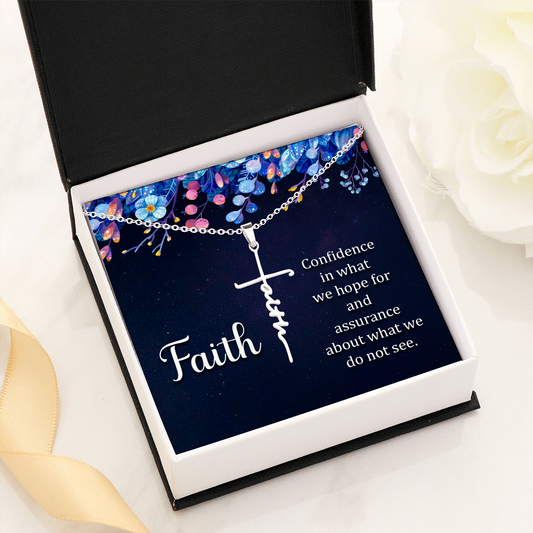Hope & Assurance Hebrews 11:1 Faith Cross Necklace w Inspirational Bible Message Card-Express Your Love Gifts