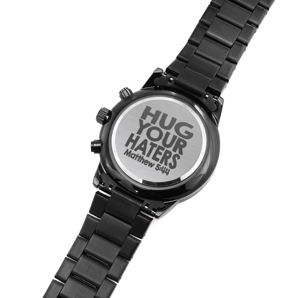 Hug Your Haters Engraved Bible Verse Men's Watch Multifunction Stainless Steel W Copper Dial-Express Your Love Gifts