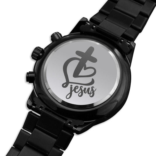 Jesus Engraved Cross Bible Verse Men's Watch Multifunction Stainless Steel W Copper Dial-Express Your Love Gifts