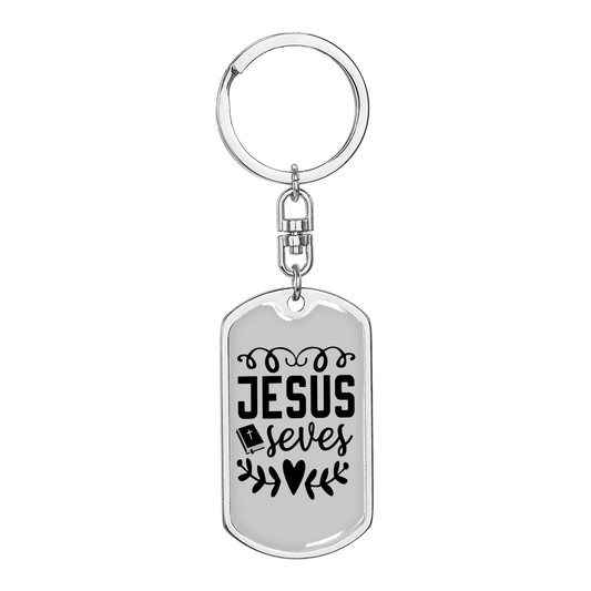 Jesus Saves Keychain Stainless Steel or 18k Gold Dog Tag Keyring-Express Your Love Gifts