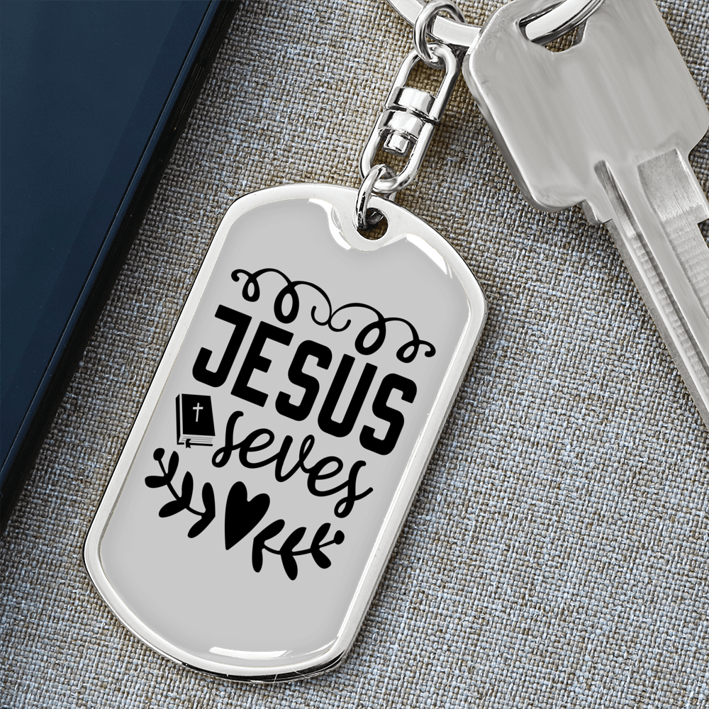 Jesus Saves Keychain Stainless Steel or 18k Gold Dog Tag Keyring-Express Your Love Gifts